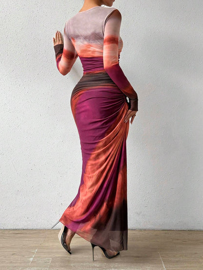 Tie-Dye Round Neck Dress