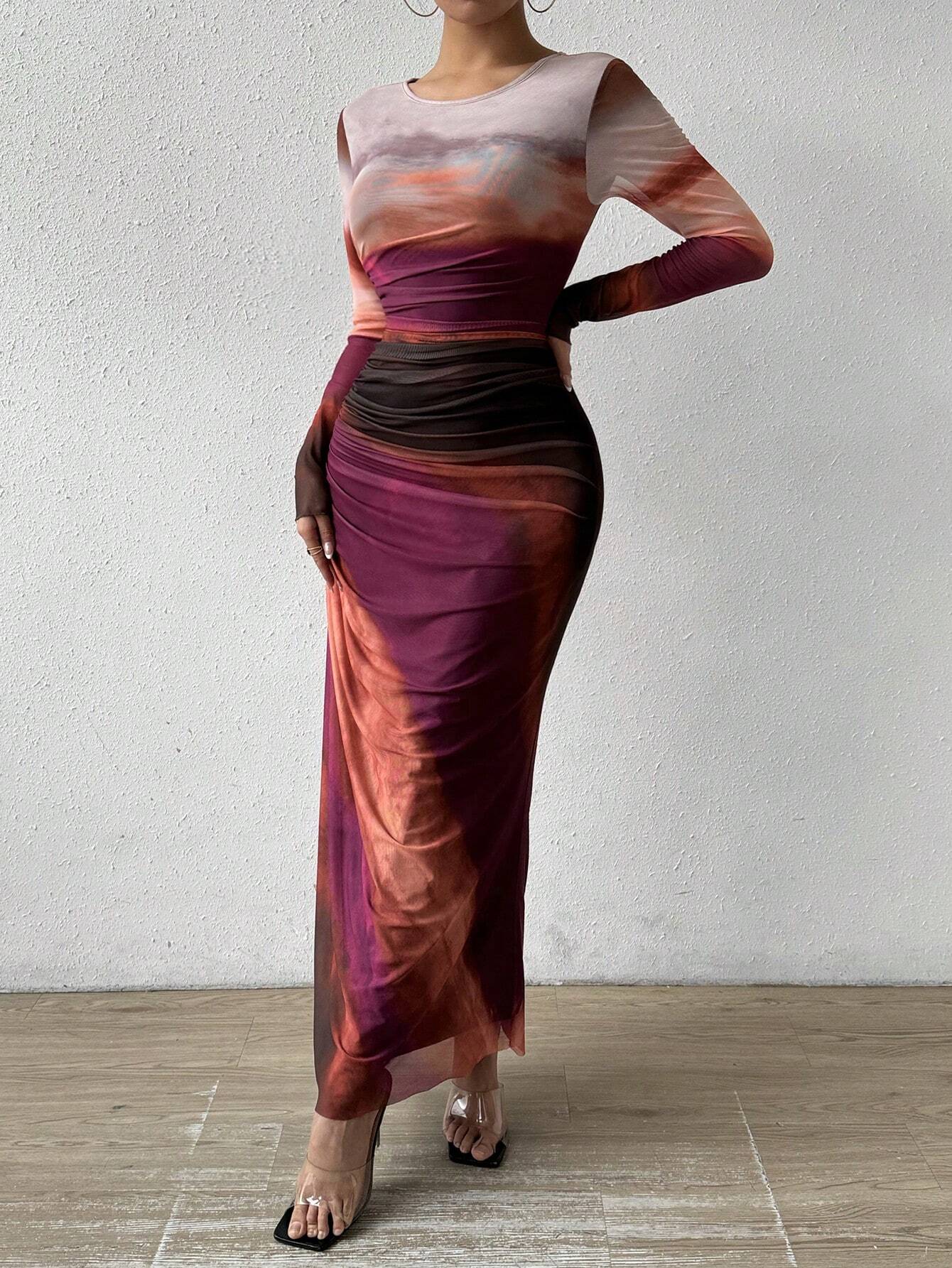 Tie-Dye Round Neck Dress