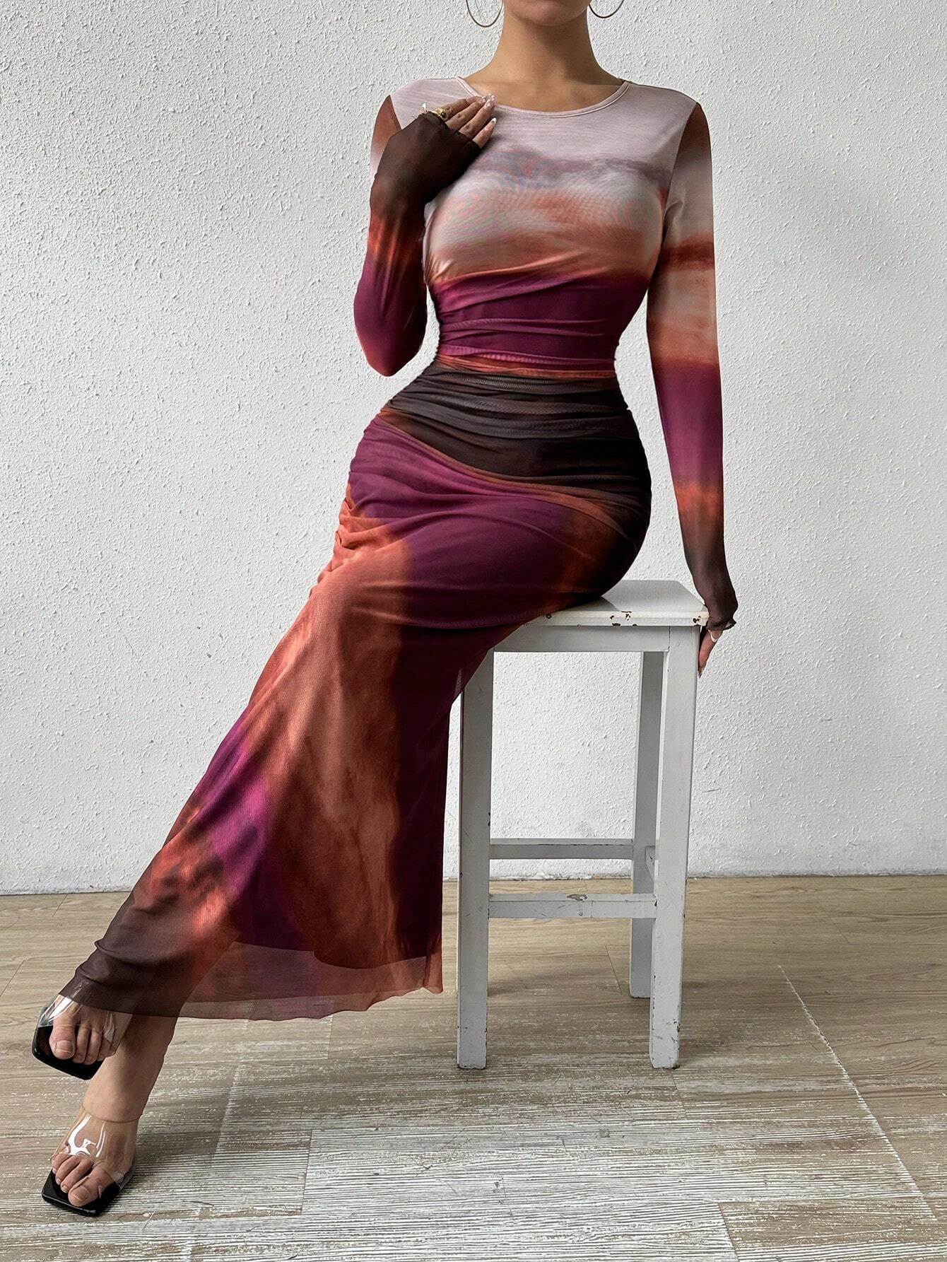 Tie-Dye Round Neck Dress