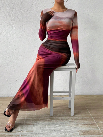 Tie-Dye Round Neck Dress