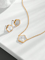Lucky Flower Clover Necklace & Earrings