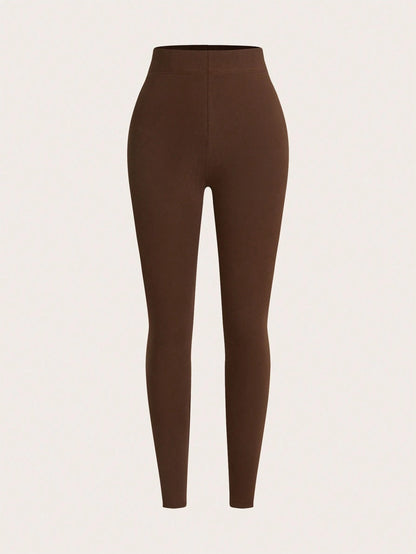 Choc Brown Heather Cropped Leggings