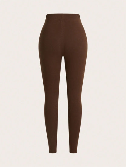 Choc Brown Heather Cropped Leggings