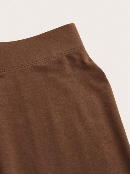 Choc Brown Heather Cropped Leggings