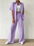 Button Front  Shirt And Straight Pants Sets