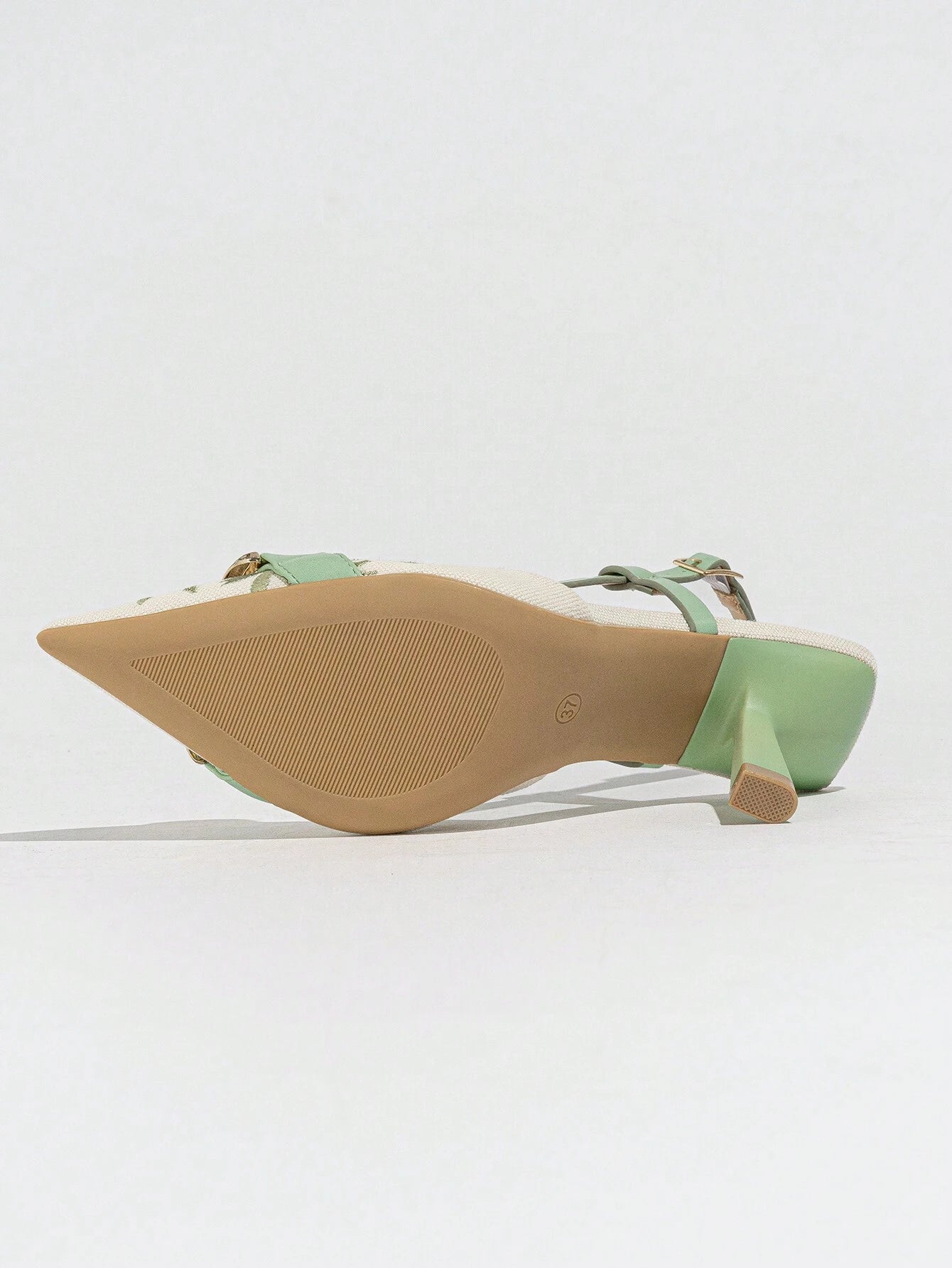 Elegant Embroidered Chain Pointed Toe Slip-On High Heel Sandals