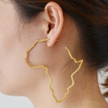 Gold Africa-shaped earrings