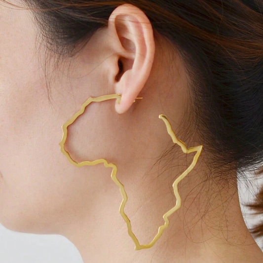 Gold Africa-shaped earrings