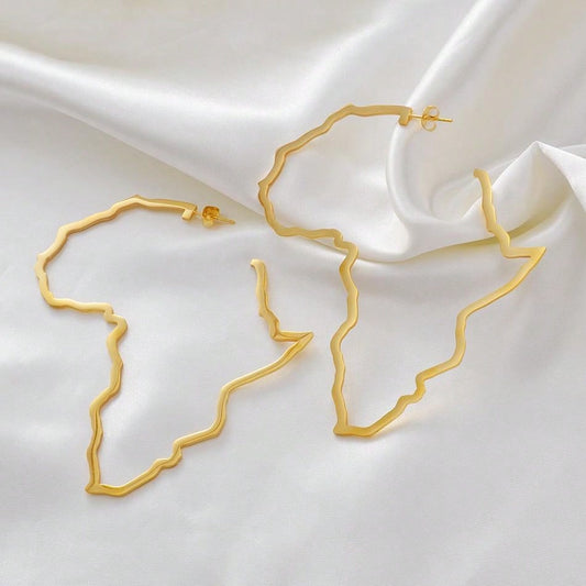 Gold Africa-shaped earrings
