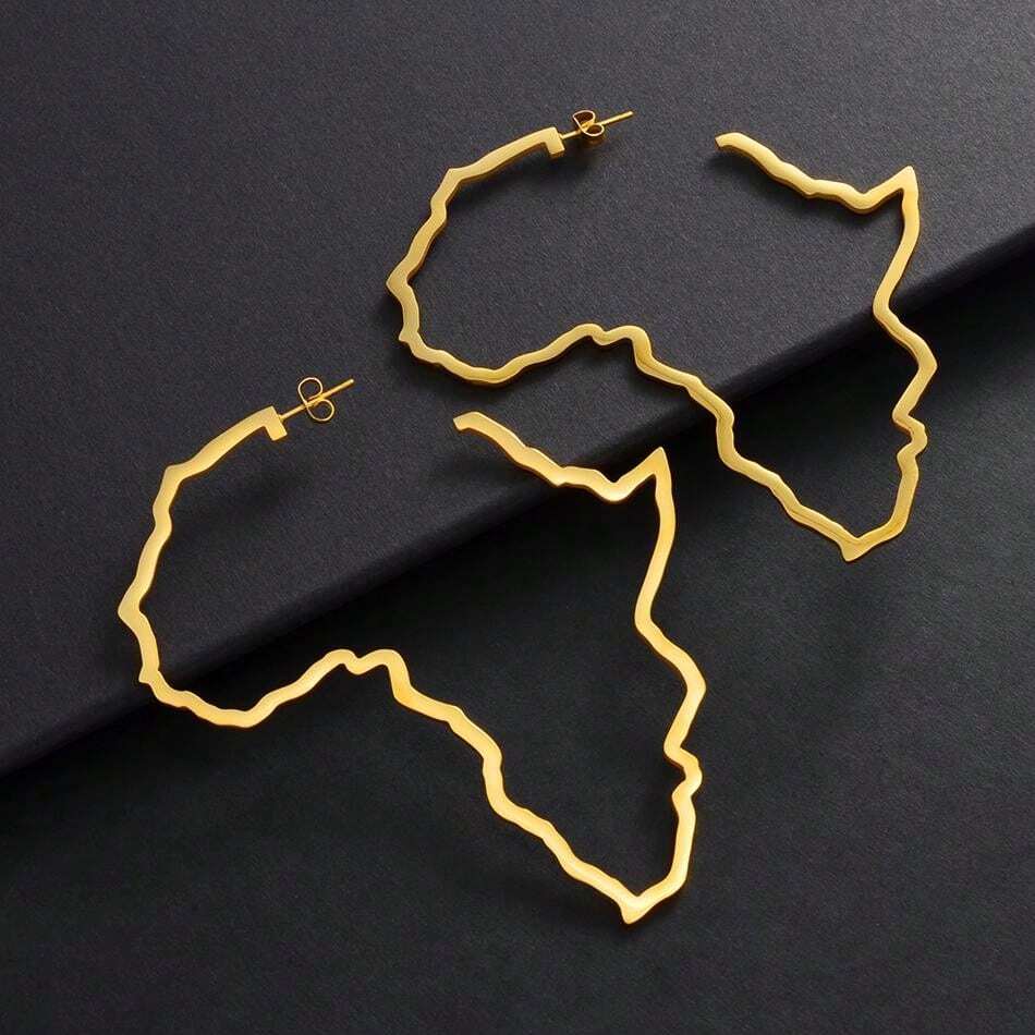 Gold Africa-shaped earrings