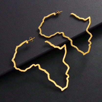 Gold Africa-shaped earrings