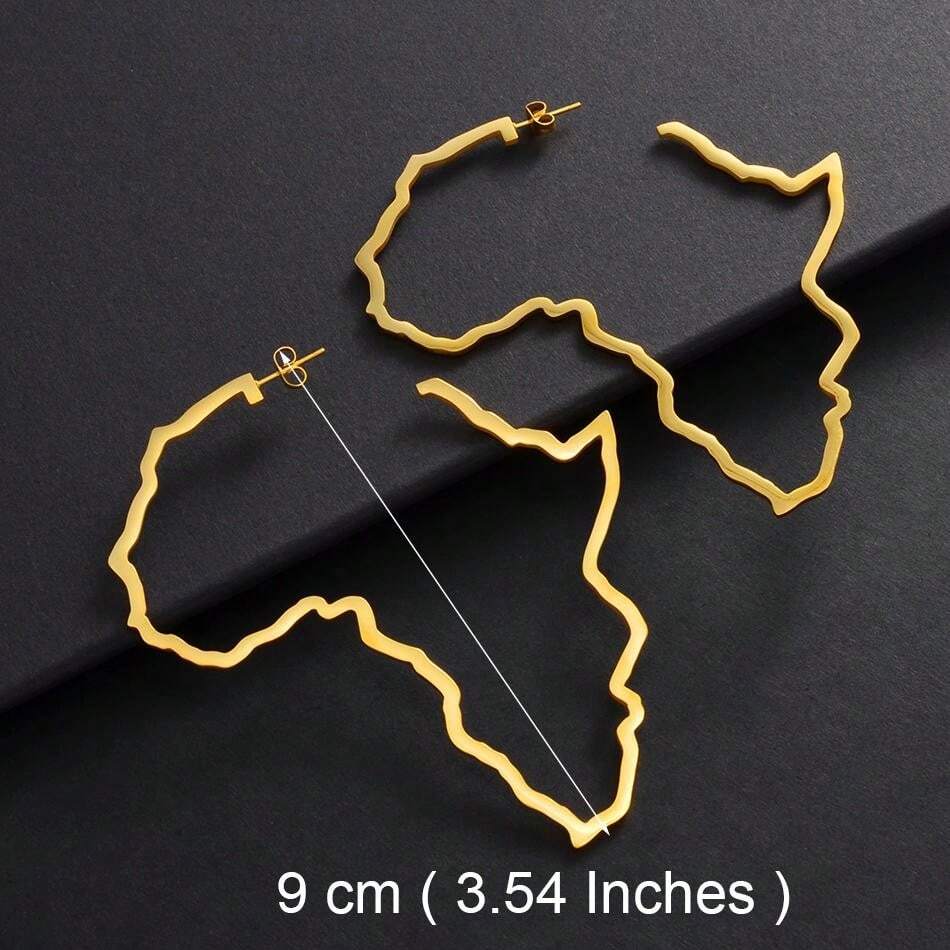 Gold Africa-shaped earrings