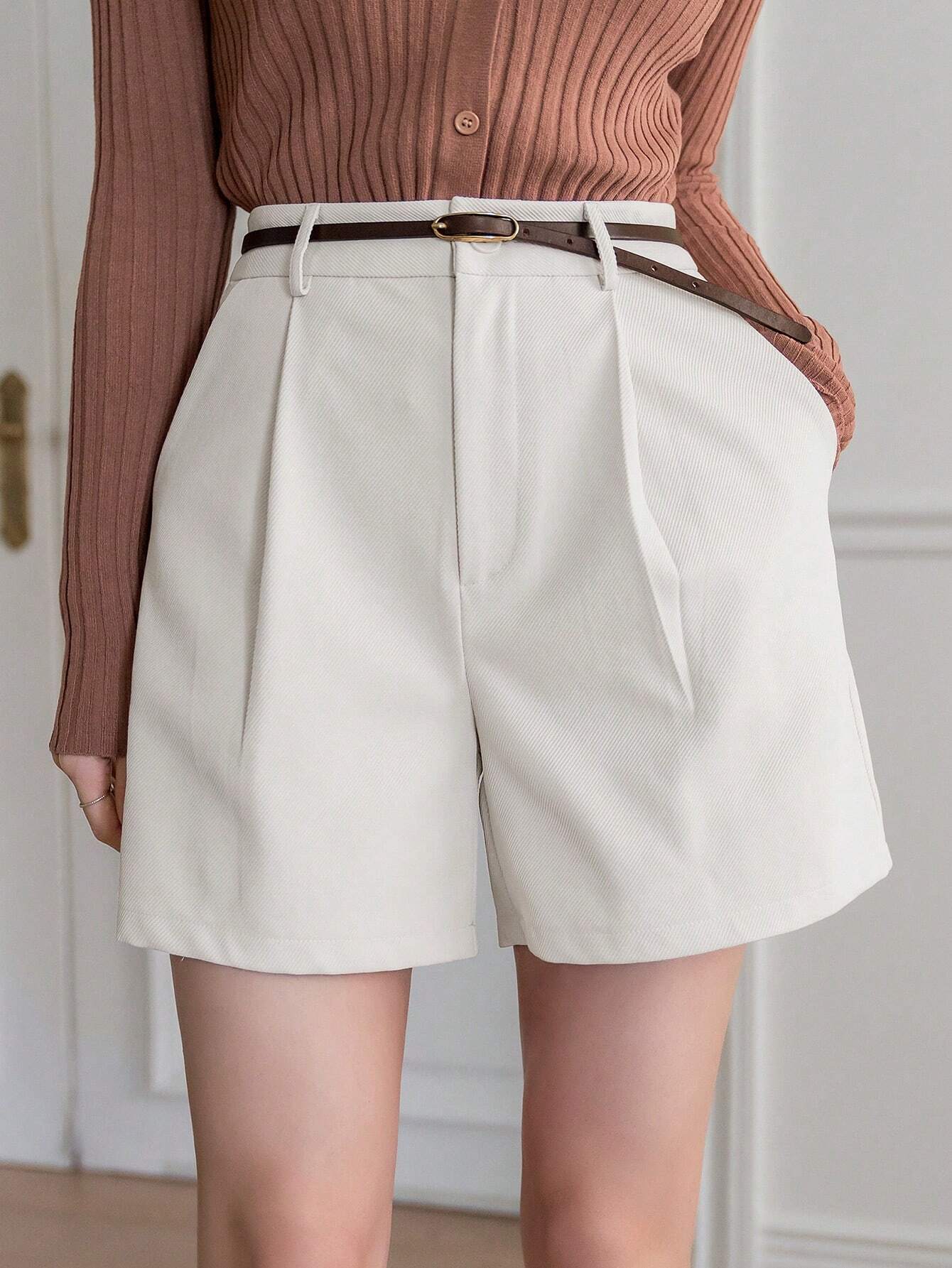 Solid High Waist Shorts