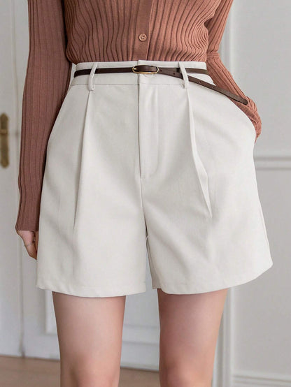 Solid High Waist Shorts