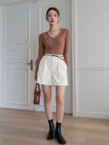 Solid High Waist Shorts