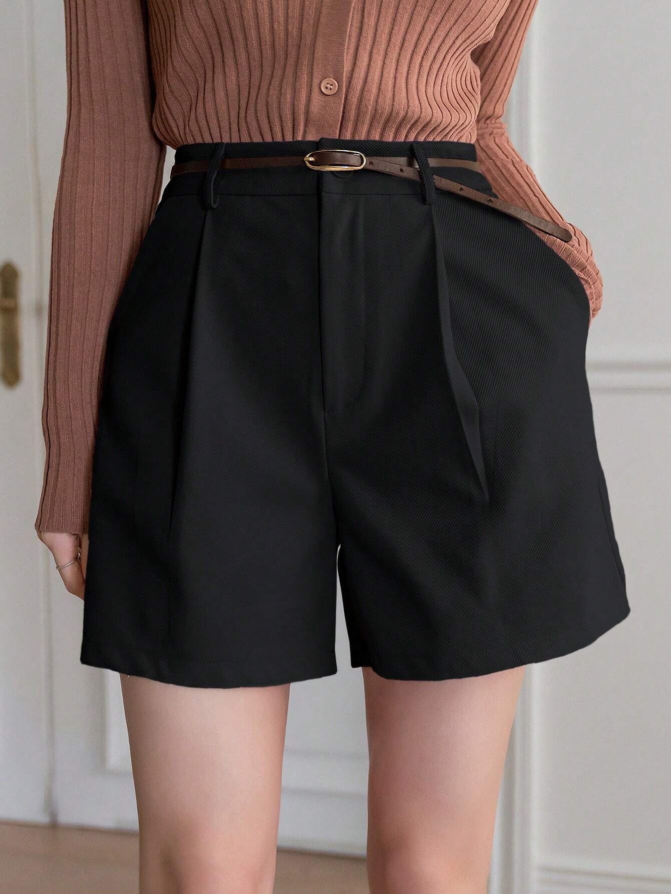 Solid High Waist Short