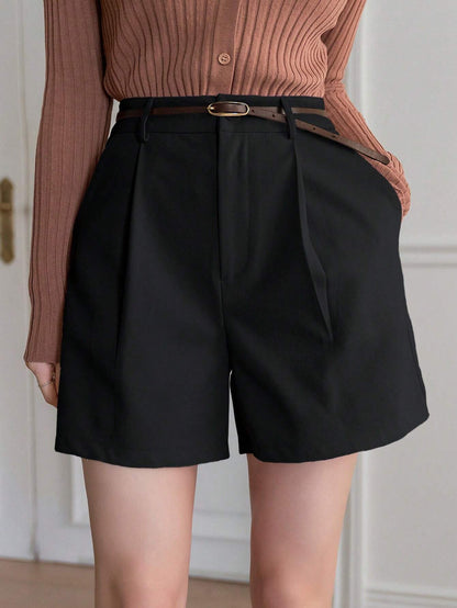 Solid High Waist Short
