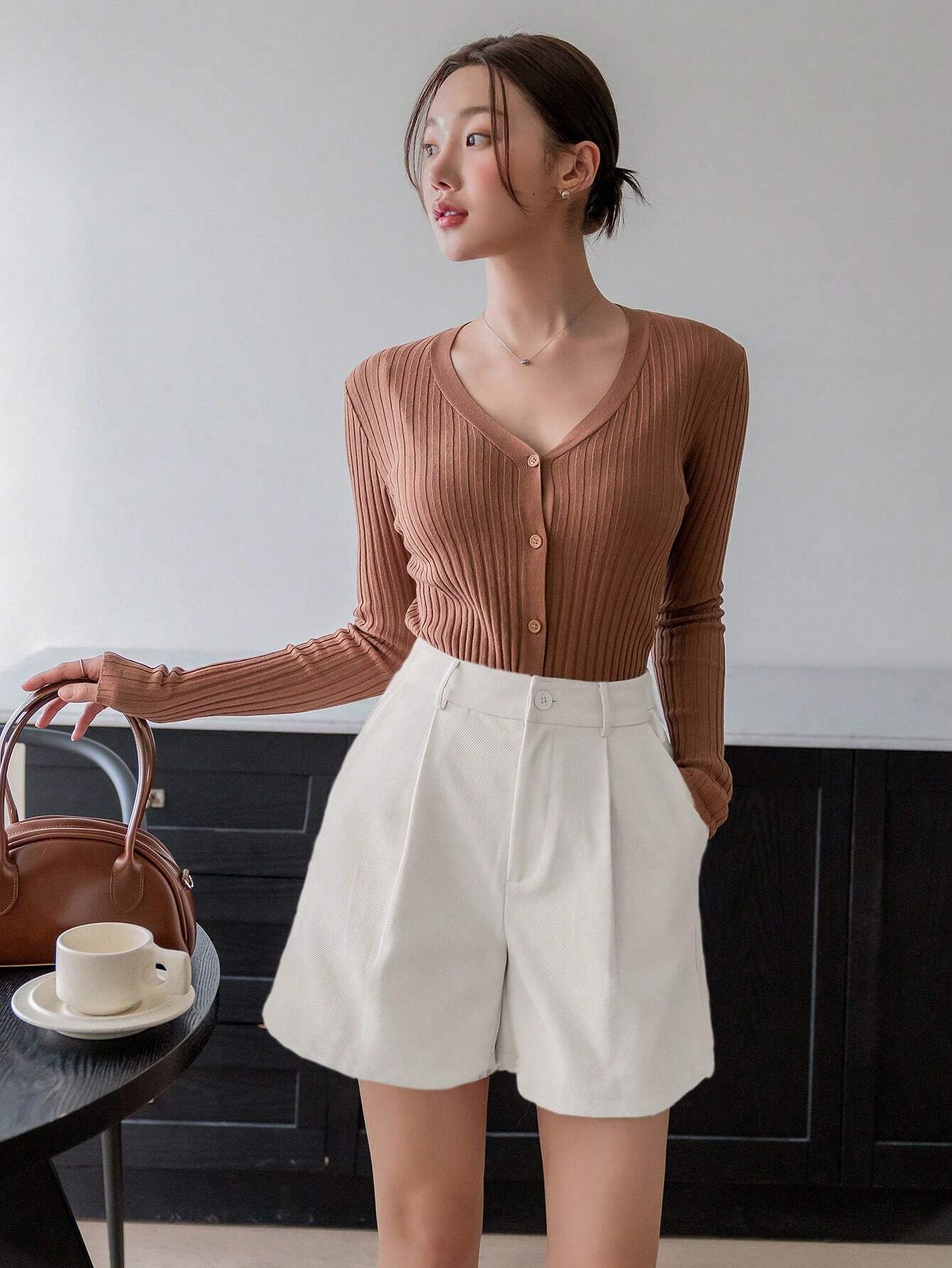 Solid High Waist Shorts