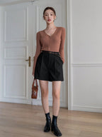 Solid High Waist Short