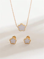 Lucky Flower Clover Necklace & Earrings