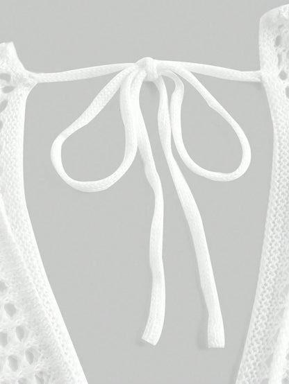 Halter Neck Knit See-Through Maxi Dress