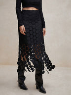 Laser Cut Multi Circle Double Layered Maxi Skirt