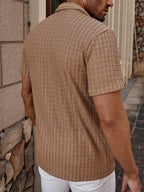 Simple Solid Short-Sleeve Button-Up Shirt