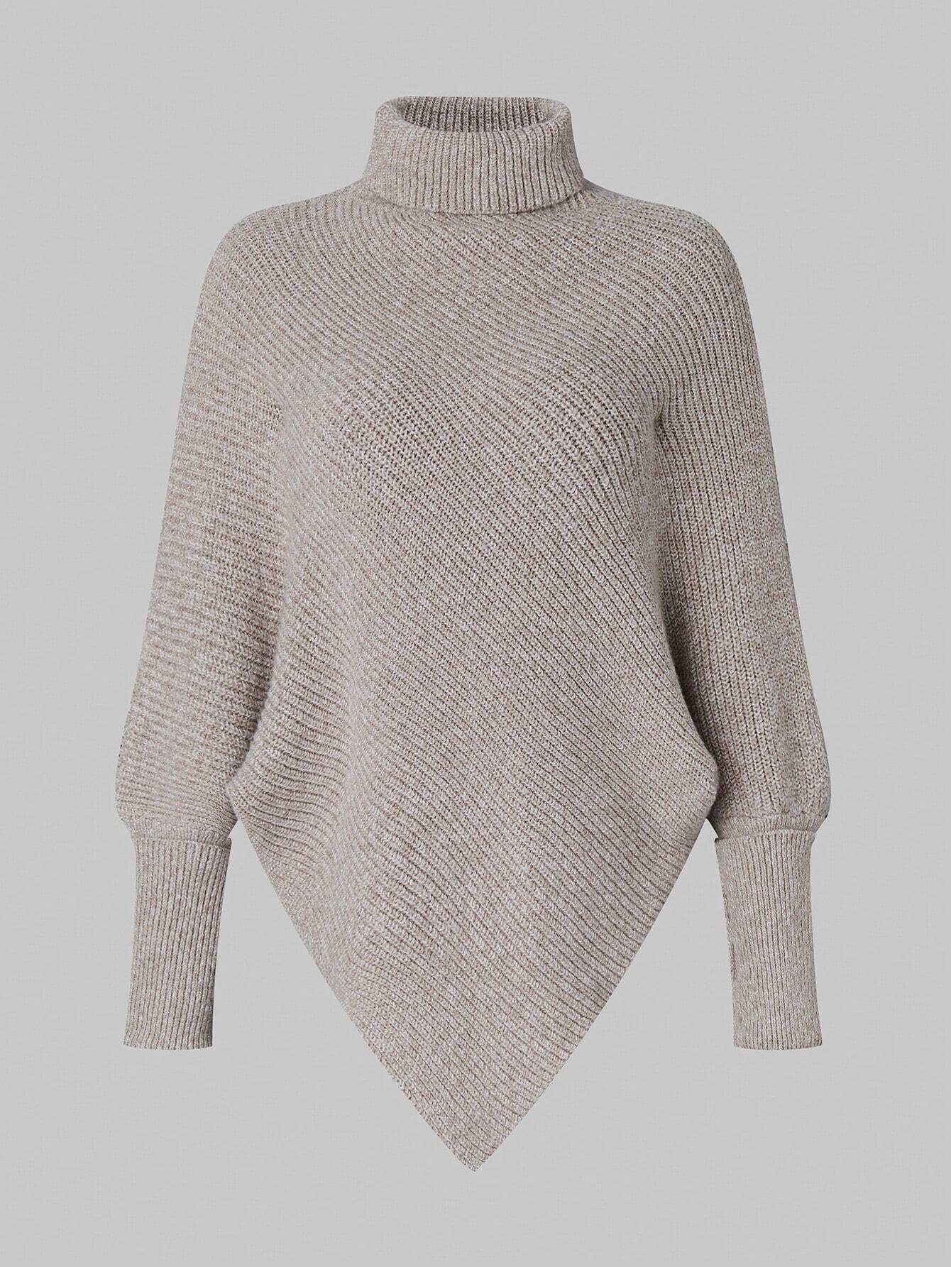 Beige ribbed sweater on a light gray background
