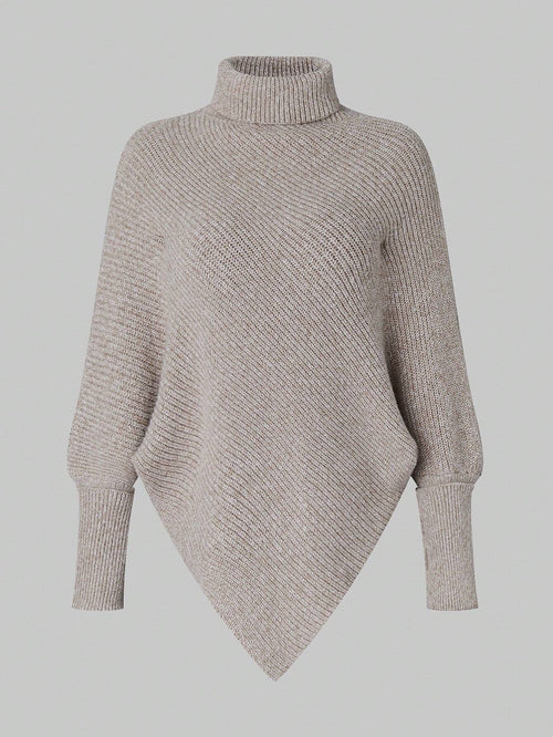 Beige ribbed sweater on a light gray background