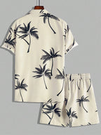 Palm Tree Shirt  & Drawstring Shorts Sets