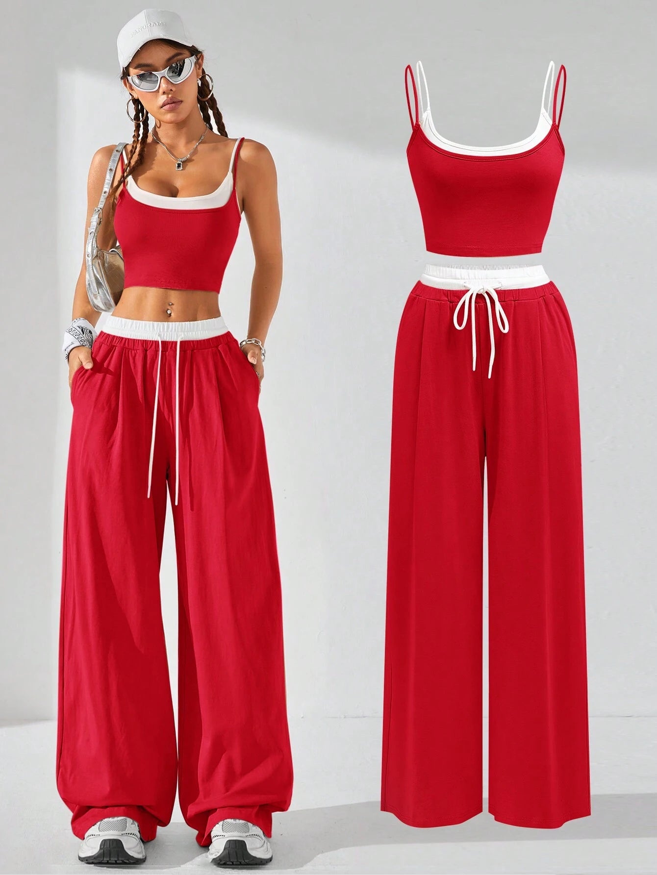 Casual Knit Tank Tops & Sweatpants Sets