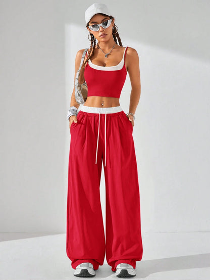 Casual Knit Tank Tops & Sweatpants Sets