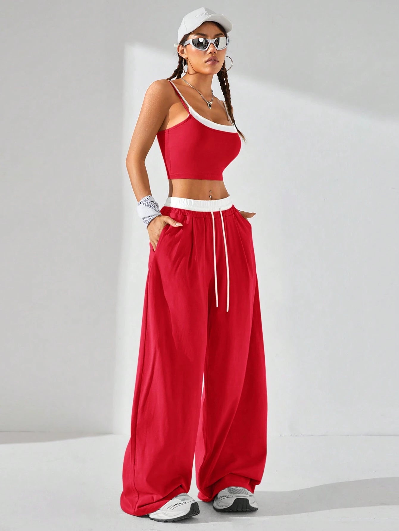 Casual Knit Tank Tops & Sweatpants Sets
