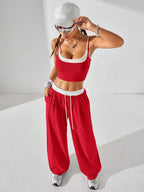 Casual Knit Tank Tops & Sweatpants Sets