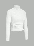 Knit Textured Ribbed  Turtlenecks