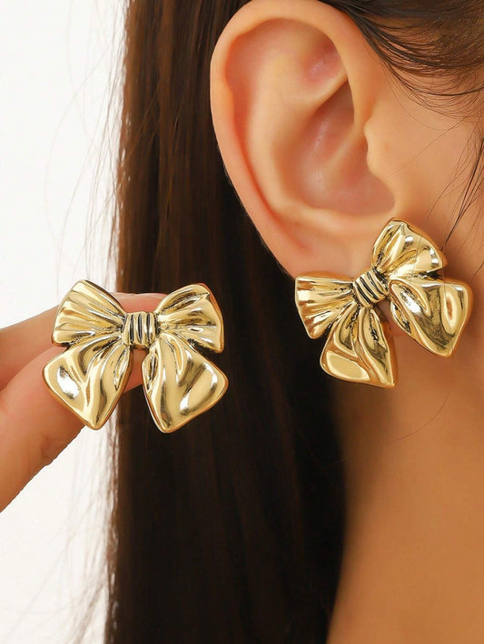 Vintage Metal Bow Earrings