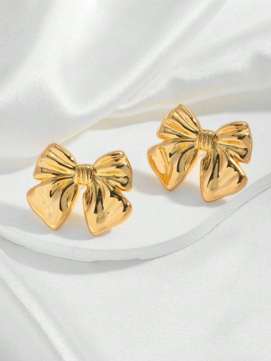 Vintage Metal Bow Earrings