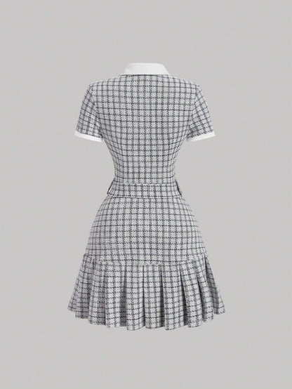Vintage Plaid Patchwork Dress