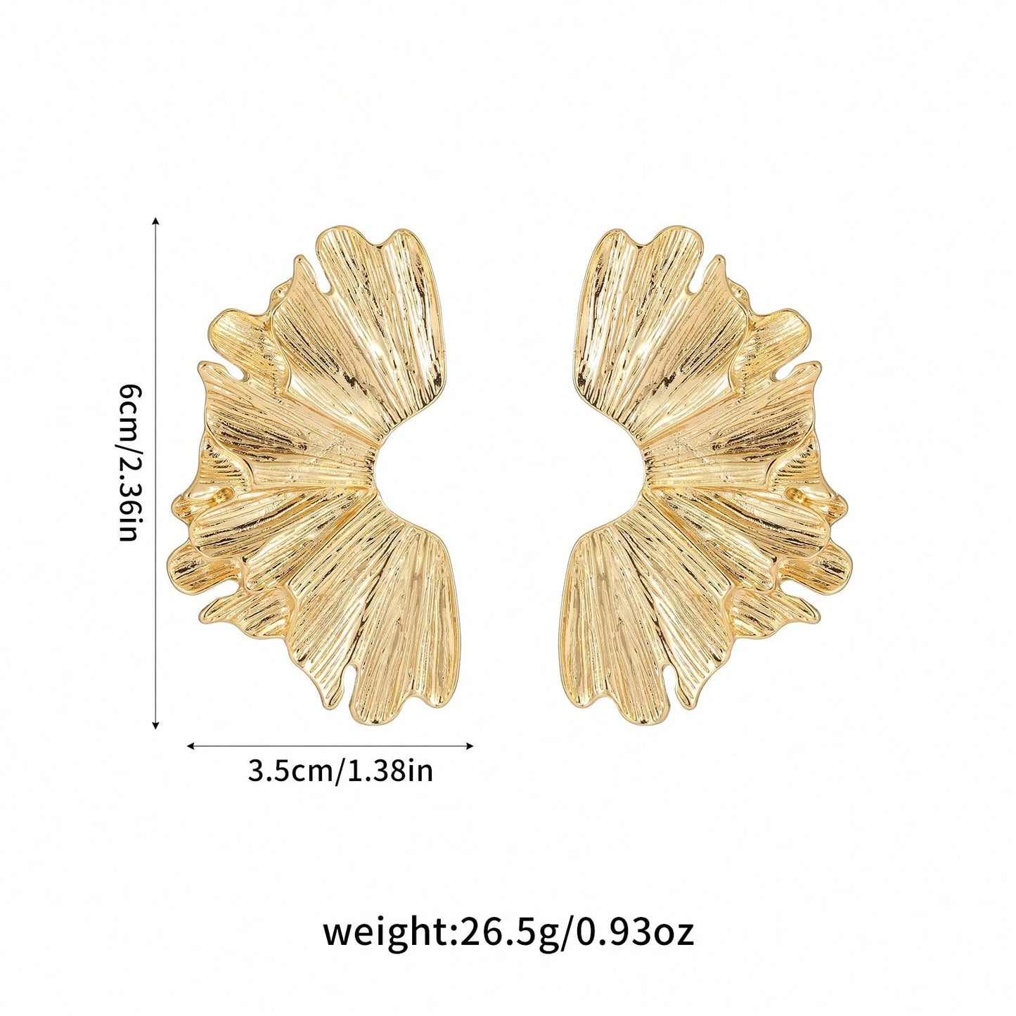 FAVEN Gold earrings worn by a person with a neutral background