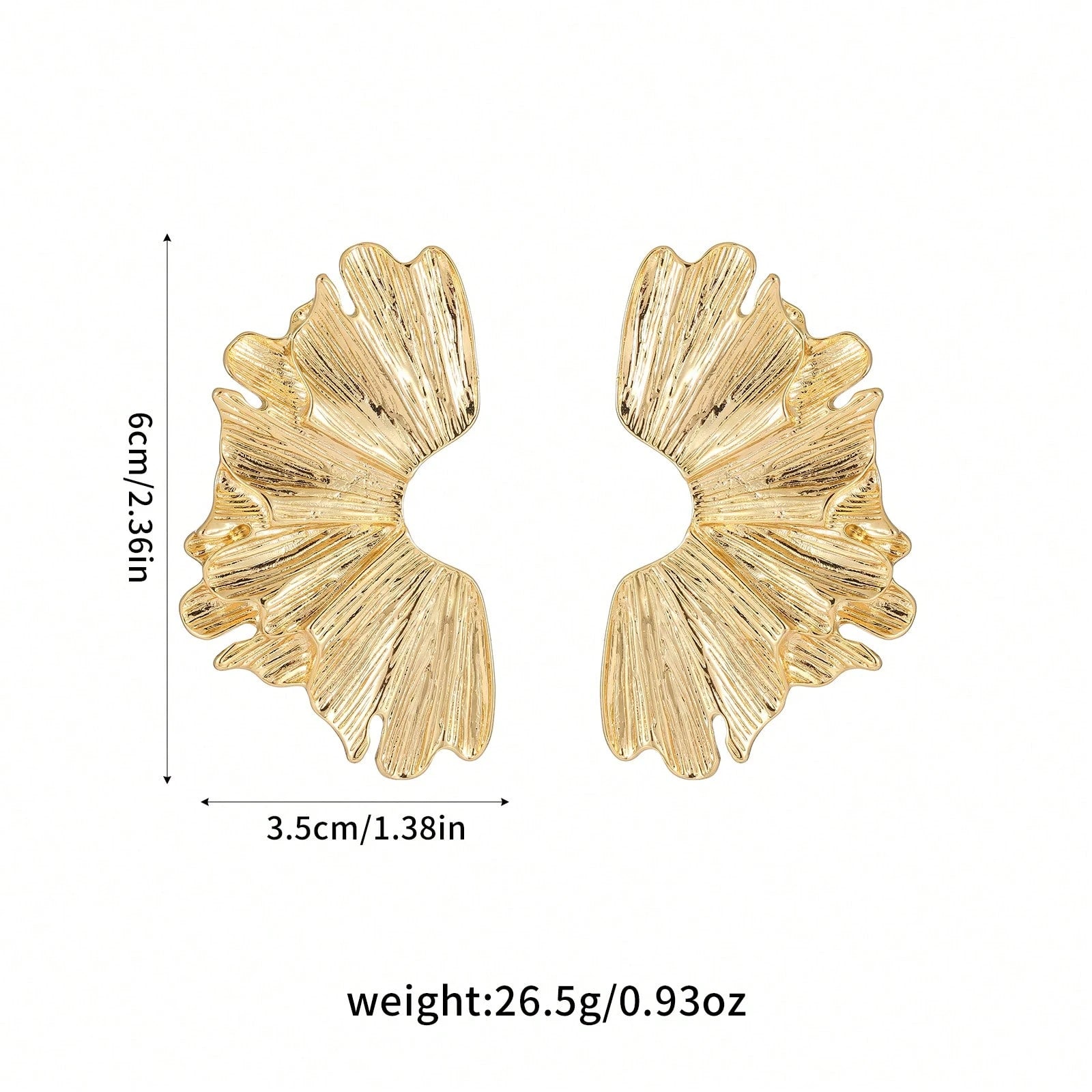 FAVEN Gold earrings worn by a person with a neutral background