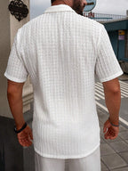 Simple Solid Short-Sleeve Button-Up Shirt