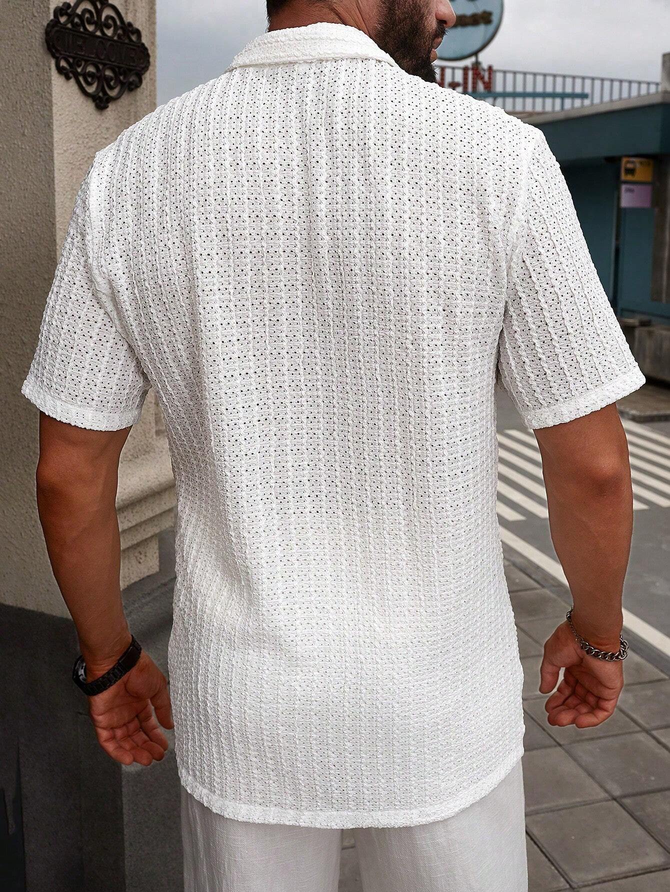 Simple Solid Short-Sleeve Button-Up Shirt