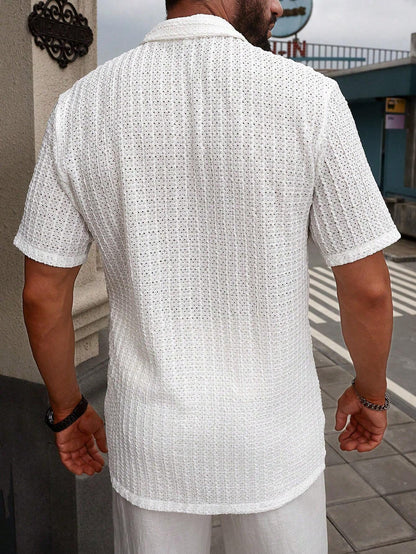 Simple Solid Short-Sleeve Button-Up Shirt