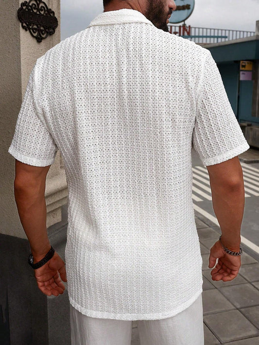 Simple Solid Short-Sleeve Button-Up Shirt