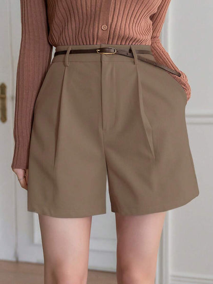 Solid High Waist  Short