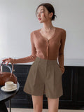 Solid High Waist  Short