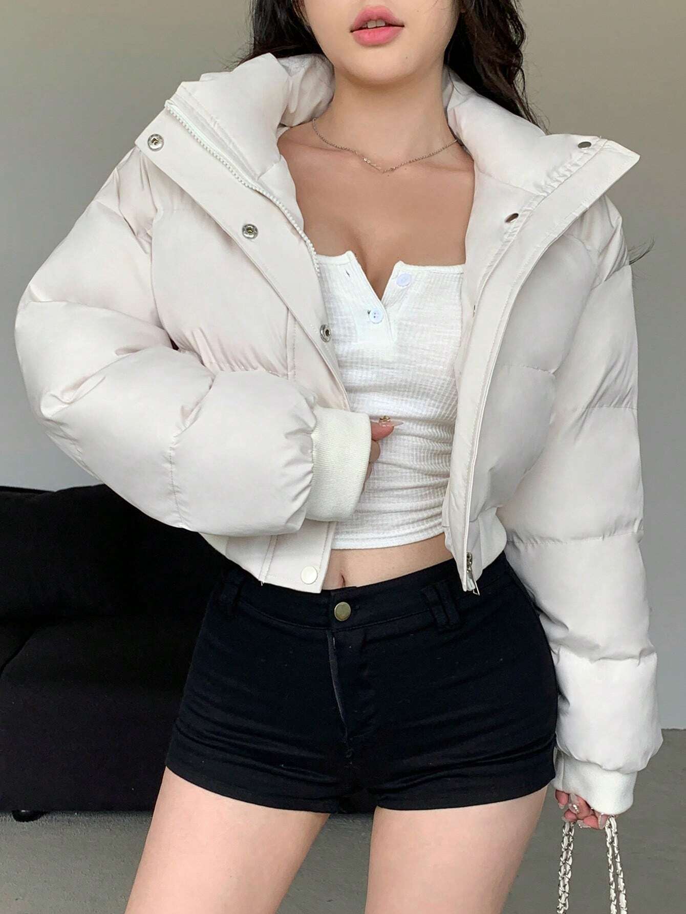Stand Collar Short Padded Coat