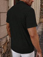 Simple Solid Short-Sleeve Button-Up Shirt