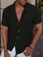 Simple Solid Short-Sleeve Button-Up Shirt