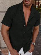 Simple Solid Short-Sleeve Button-Up Shirt